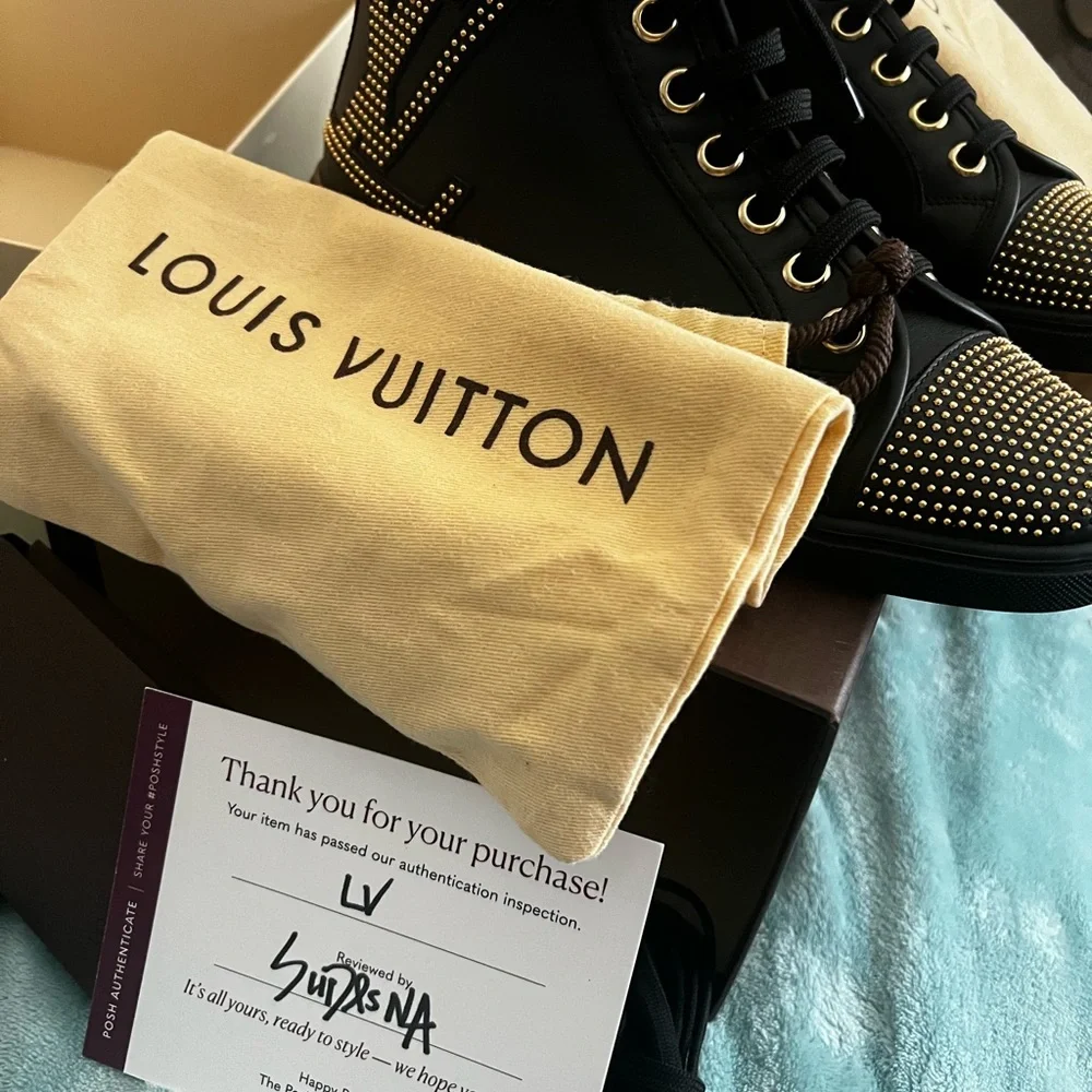Louis Vuitton Black and Gold Studded booties - Picture 5 of 9